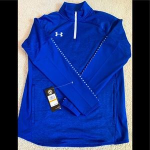 NEW! Mens Size Small Under Armour Cold Gear 1/4 Zip Blue Sweatshirt